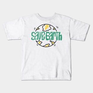 save the earth themed minimalist illustration Kids T-Shirt